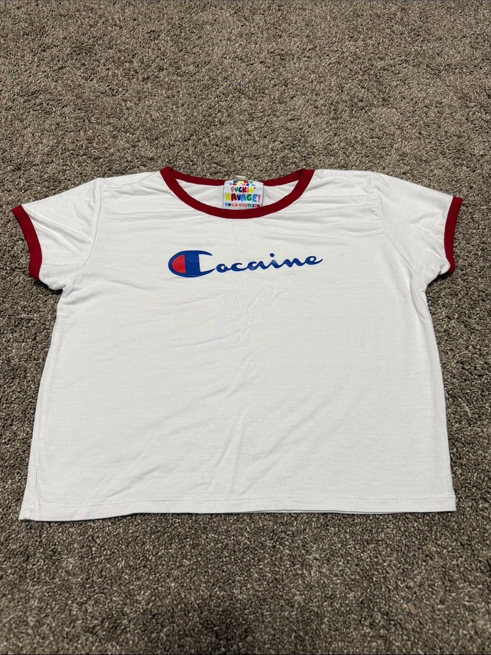 omighty champion inspired cocaine baby tee